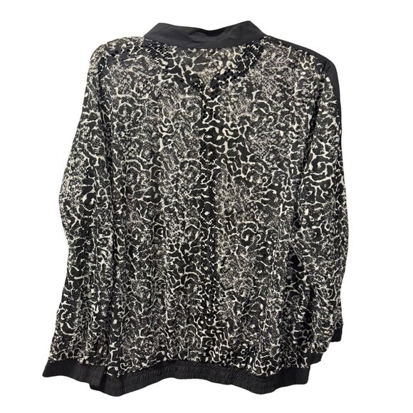 Avenue Black & White Leopard Print Zip-Up Bomber Jacket Size 22/24 Sheer Jacket - Picture 12 of 12
